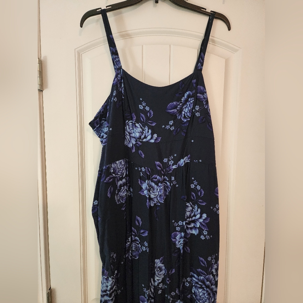 Old Navy Women's Navy Blue Floral Spaghetti-Strap Jumpsuit Summer Cool XXL Beach